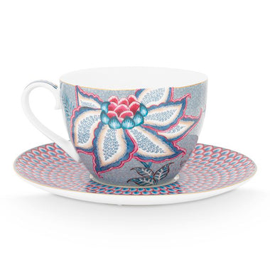 Pip Studio Flower Festival Set of 2 Cups & Saucers - Light Blue